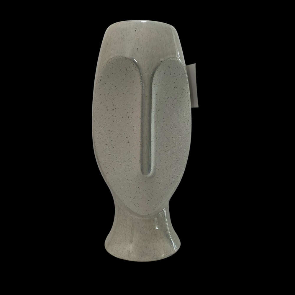 Mikasa Viso Art Deco Minimalist Accents 13" White Ceramic Face Vase Modern Decor